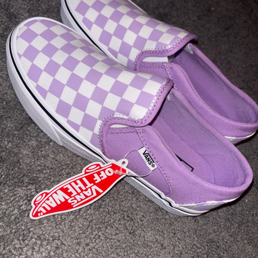 Vans Kids Lavender Checkered Slip-On Sneakers